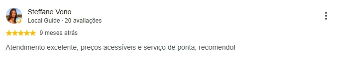 Captura da avaliação de Steffane Vono no perfil do Google da Slim Center Mooca